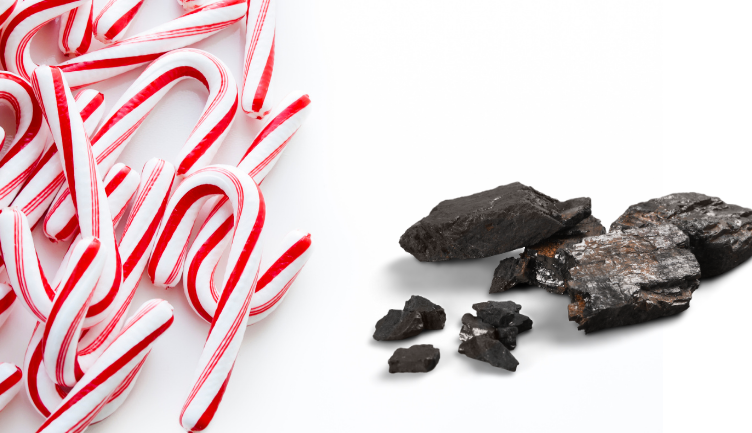 Candy canes and lumps of coal 