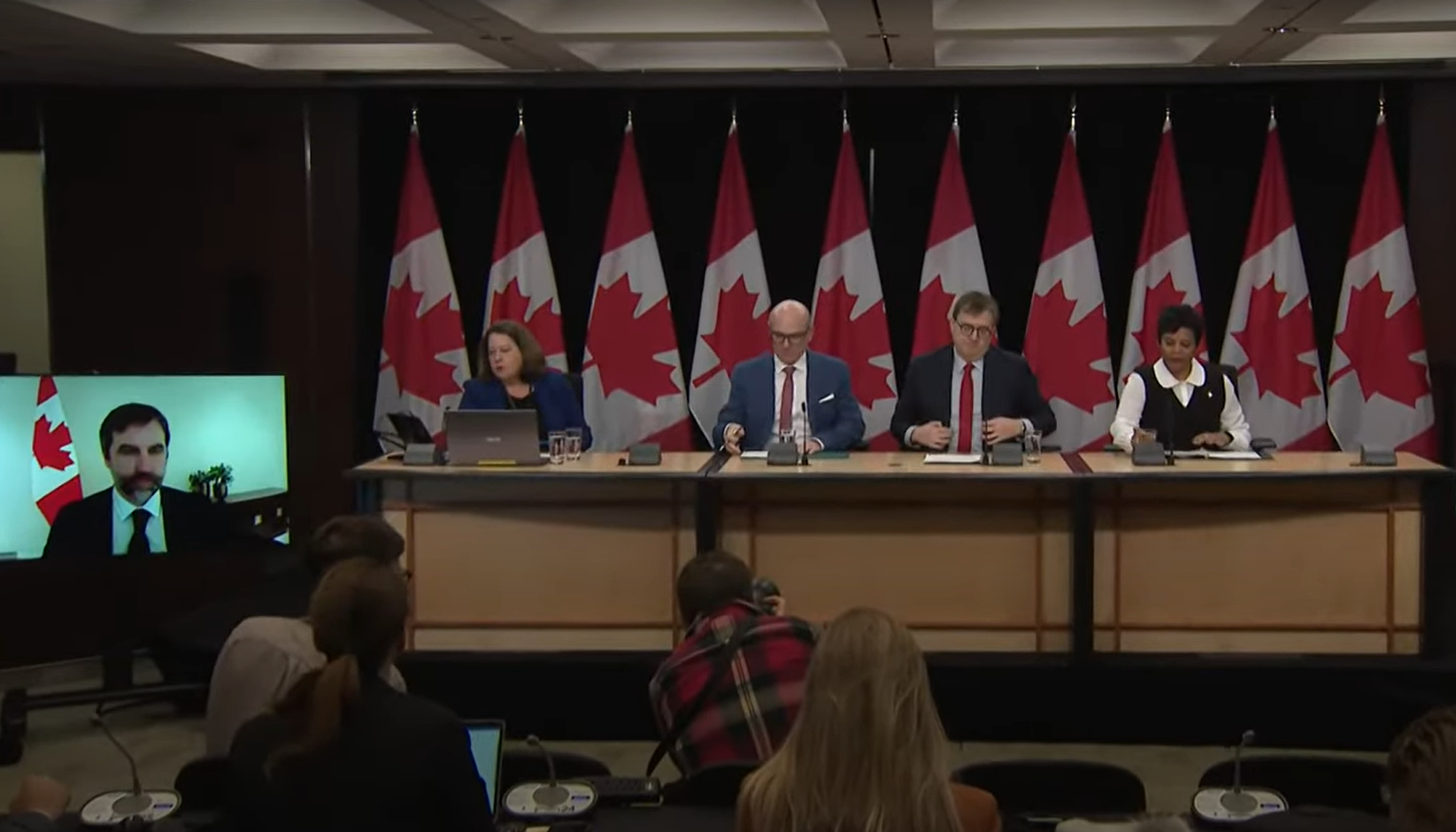 Parliament press conference with federal ministers announcing emissions cap
