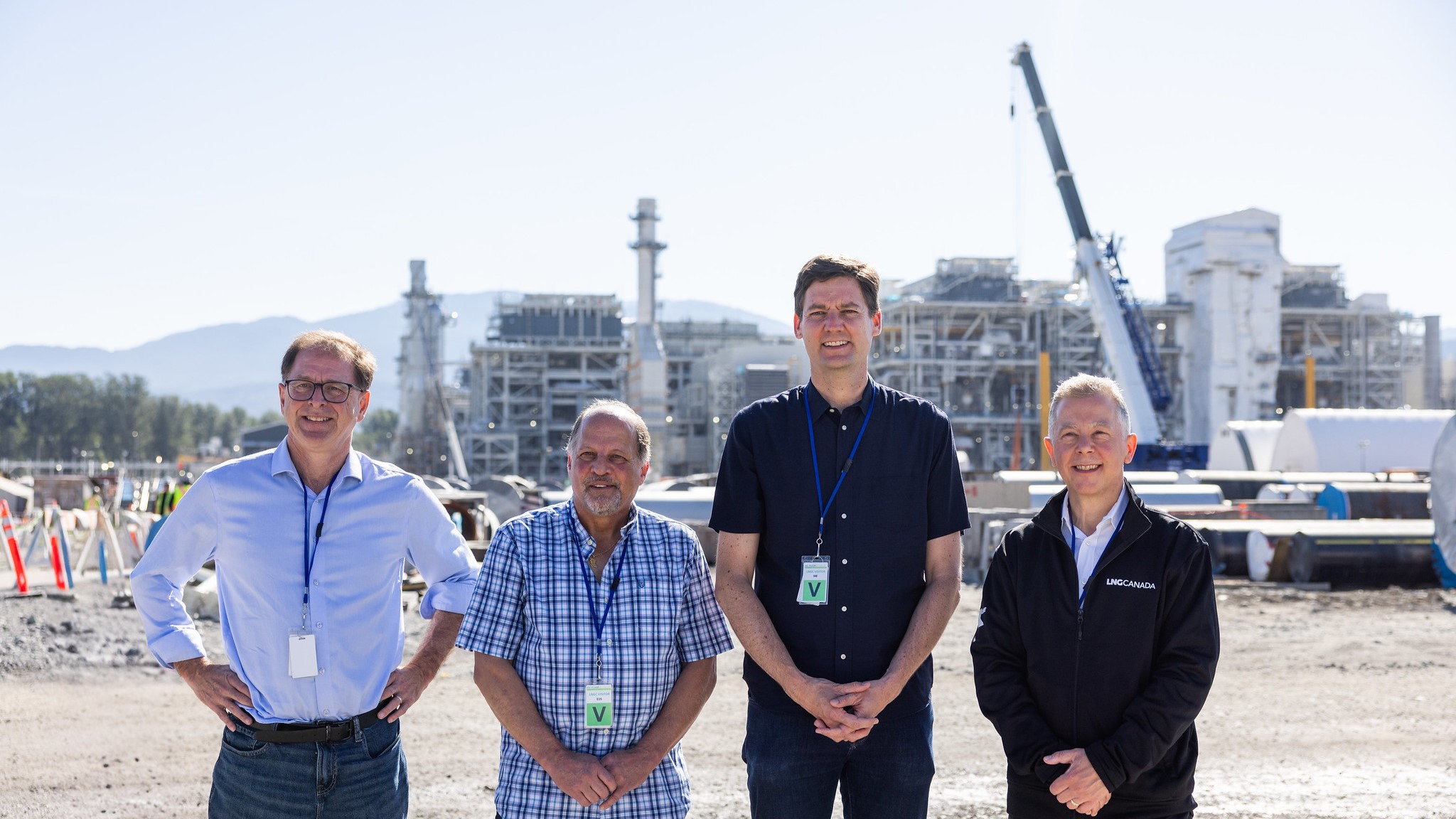 BC Premier Eby and Energy Minister Adrian Dix visit the LNG Canada facility. BC’s Bill 14 – the Renewable Energy Projects (Streamlined Permitting) Act – appears to be primarily intended to electrify LNG plants like LNG Canada / Photo: Province of BC via Flickr Creative Commons