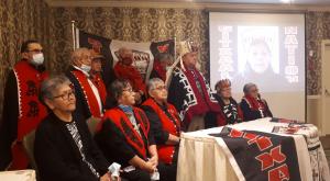 Gitxaała Nation members at the press conference launching litigation, Oct. 2021