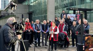 Gitxaala Nation representatives at the courthouse during Court of Appeal hearings in Jan. 2025 (Photo: Alexis Stoymenoff)